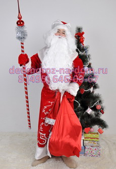 Костюмы Деда Мороза и Снегурочки -  Комплект «Боярский красно-серебристый»