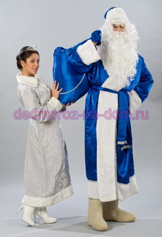 Костюмы Деда Мороза и Снегурочки -  Комплект «Кремлевский синий»