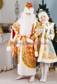 Костюмы Деда Мороза и Снегурочки -  Комплект «Хохлома»